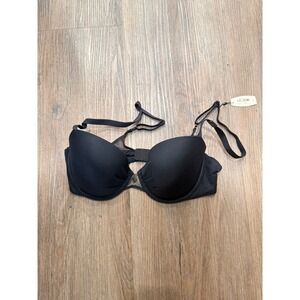 Victoria's Secret Fabulous Lined Demi Bra Black 34C Underwire Mesh Logo 11040869